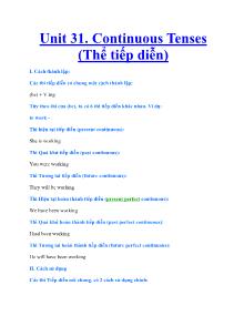 Unit 31. Continuous Tenses (Thể tiếp diễn)