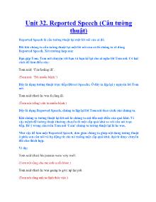 Unit 32. Reported Speech (Câu tường thuật)