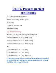 Unit 9. Present perfect continuous