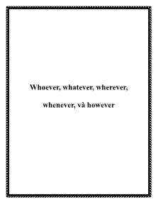 Whoever, whatever, wherever, whenever, và however