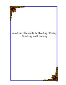 Academic Standards for Reading, Writing, Speaking and Listening