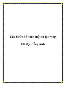 Các bước để đoán một từ lạ trong bài đọc tiếng Anh