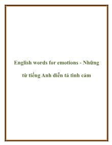 English words for emotions - Những từ tiếng Anh diễn tả tình cảm