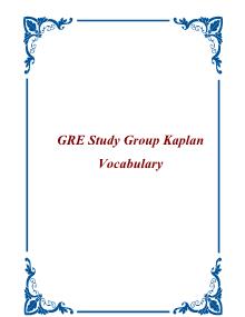 GRE Study Group Kaplan Vocabulary