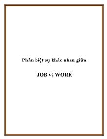 Phân biệt sự khác nhau giữa JOB và WORK