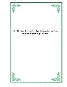 The Return to Knowledge of English in Non-English Speaking Country