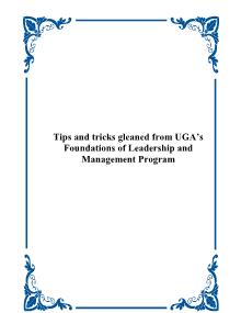 Tips and tricks gleaned from UGA’s Foundations of Leadership and Management Program