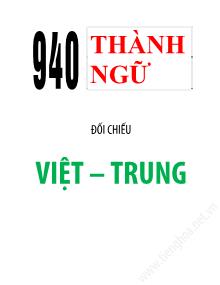 940 câu thành ngữ đối chiếu Việt – Trung