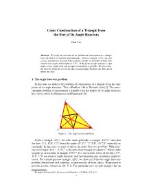Conic Construction of a Triangle from the Feet of Its Angle Bisectors